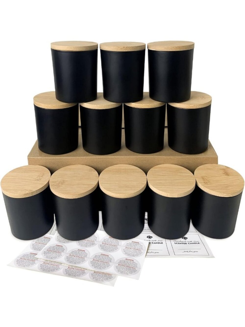 12 Pack Matte Black Glass Candle Jars - 10 OZ, Perfect for DIY Candles & Decor